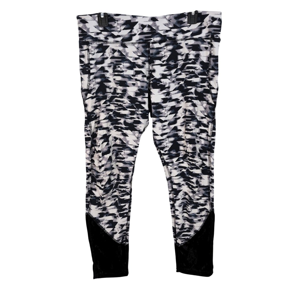 Warrior by Danica Patrick 7/8 Ankle Leggings Womens XL Geometric Velvet Trim